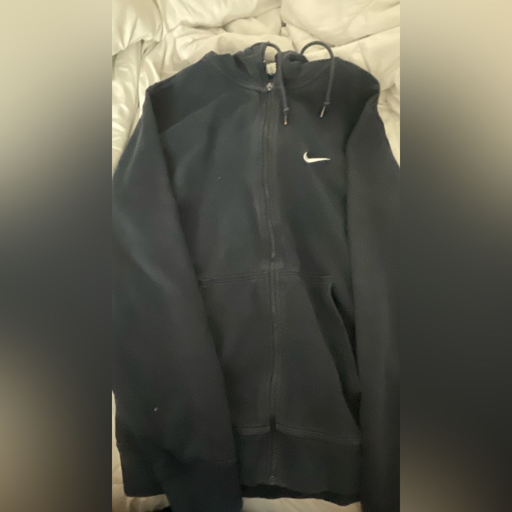 dark blue nike zipped hoodie